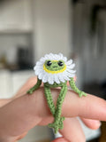 Mini crochet frog with a daisy collar
