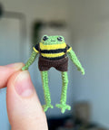 Mini crochet frog in a Bee Outfit