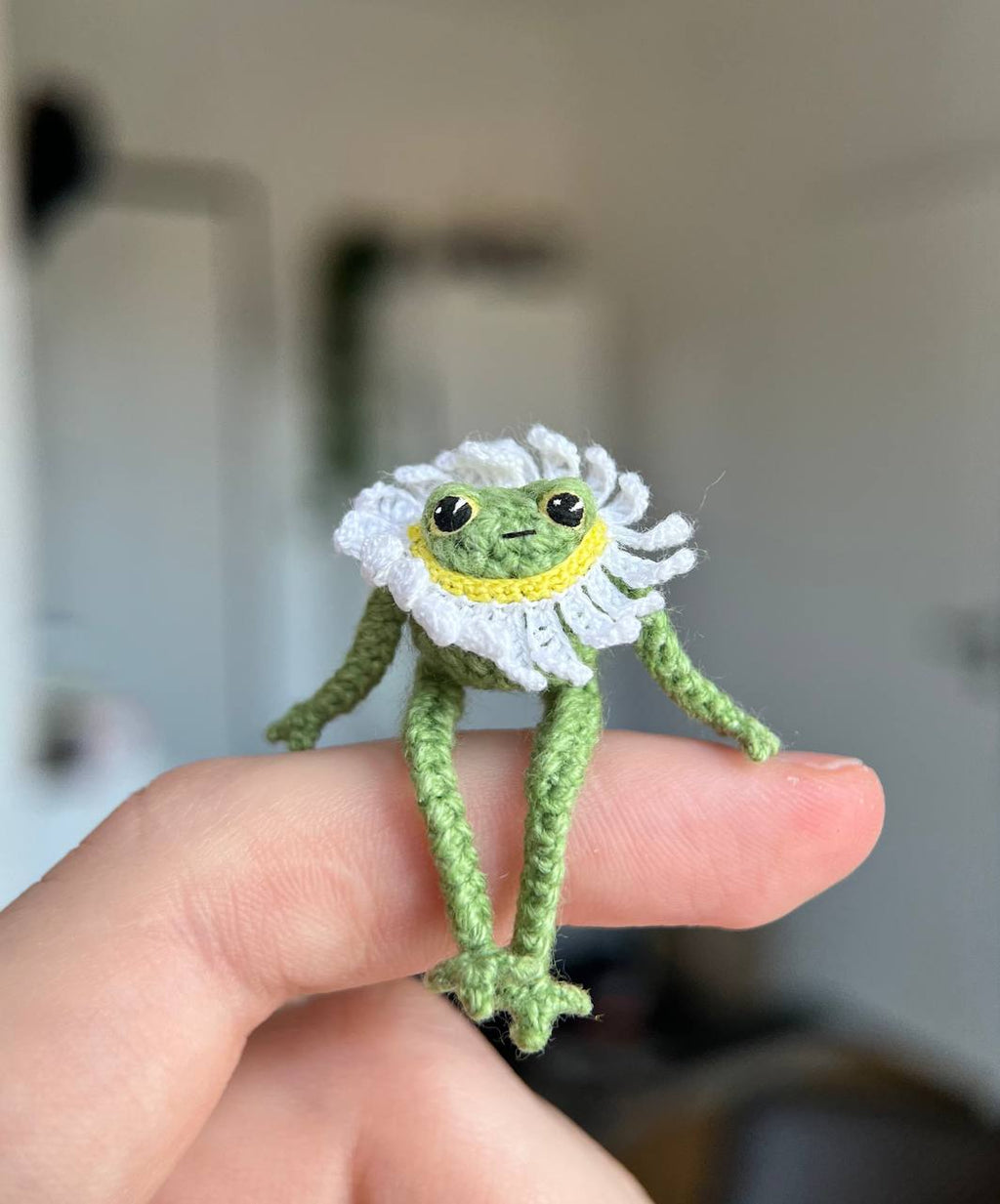 Mini frog with a daisy flower collar